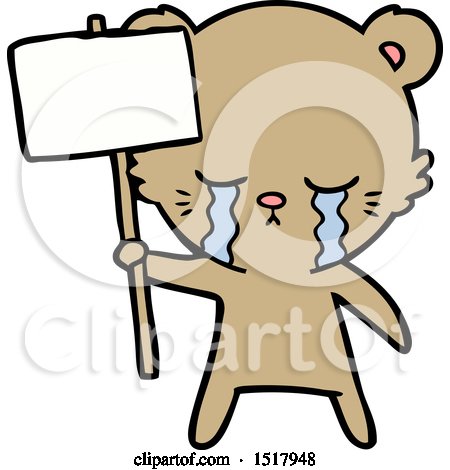 Crying Cartoon Bear with Sign Post by lineartestpilot