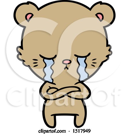 Crying Cartoon Bear with Folded Arms by lineartestpilot