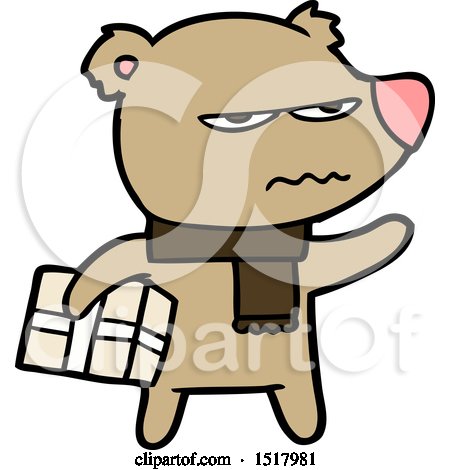 Angry Bear Cartoon Gift by lineartestpilot