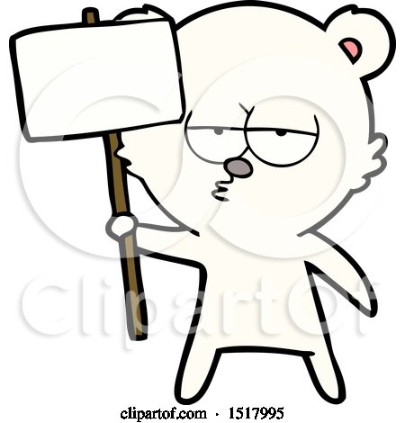 Bored Polar Bear Cartoon with Sign by lineartestpilot