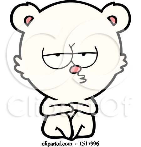 Bored Polar Bear Sitting Cartoon by lineartestpilot