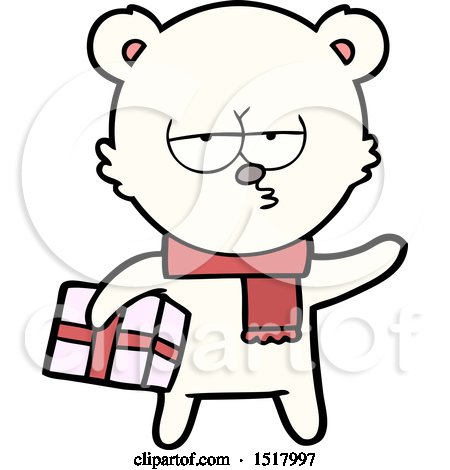 Christmas Polar Bear Cartoon by lineartestpilot