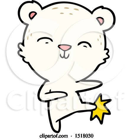 Happy Cartoon Polar Bear Kicking by lineartestpilot