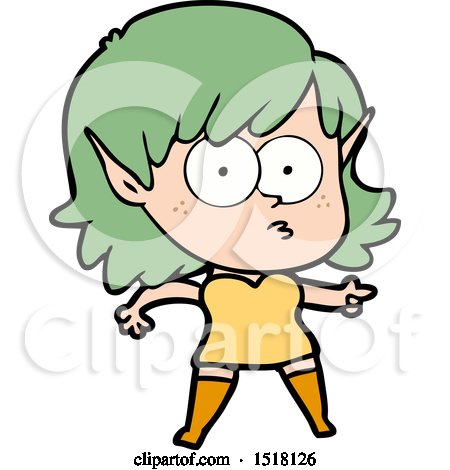 Cartoon Shocked Elf Girl by lineartestpilot