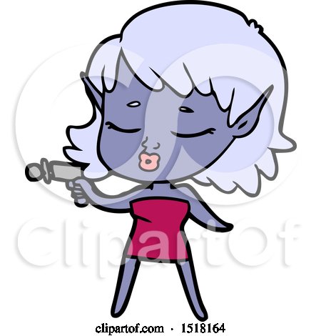 Pretty Cartoon Alien Girl with Ray Gun by lineartestpilot