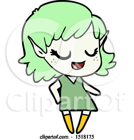 Happy Cartoon Elf Girl by lineartestpilot