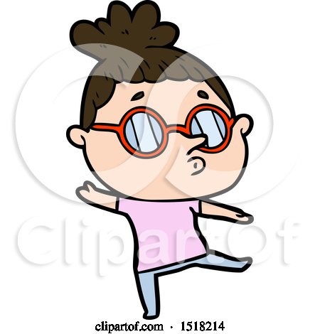 Cartoon Woman Wearing Glasses by lineartestpilot