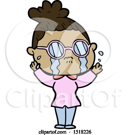 Cartoon Crying Woman Wearing Spectacles by lineartestpilot