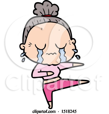 Cartoon Old Dancer Woman Crying by lineartestpilot