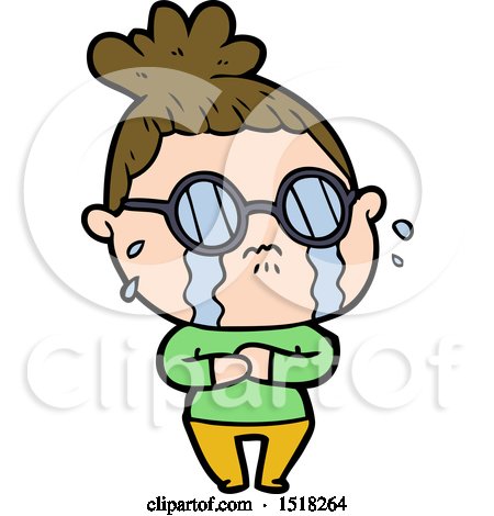 Cartoon Crying Woman Wearing Spectacles by lineartestpilot