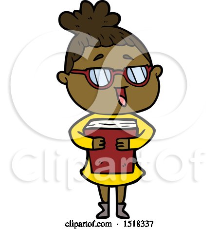 Cartoon Happy Woman Wearing Spectacles by lineartestpilot