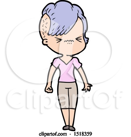 Cartoon Annoyed Hipster Girl by lineartestpilot