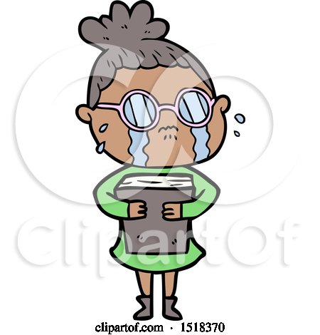 Cartoon Crying Woman Wearing Spectacles by lineartestpilot