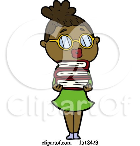 Cartoon Librarian Woman Wearing Spectacles by lineartestpilot