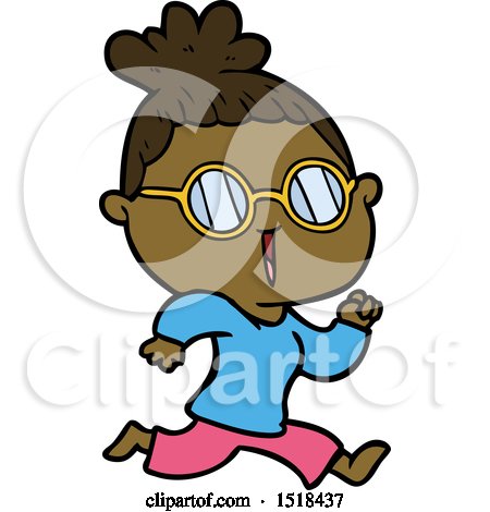 Cartoon Running Woman Wearing Spectacles by lineartestpilot