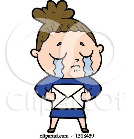 Cartoon Crying Woman with Letter by lineartestpilot