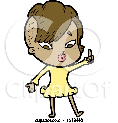 Cartoon Surprised Girl Pointing by lineartestpilot