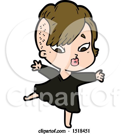 Cartoon Surprised Girl in Black Dress by lineartestpilot