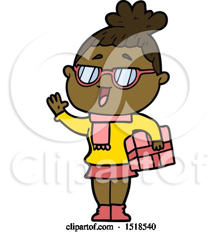 Cartoon Happy Woman Wearing Spectacles by lineartestpilot