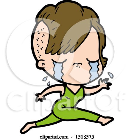 Cartoon Crying Girl Running by lineartestpilot