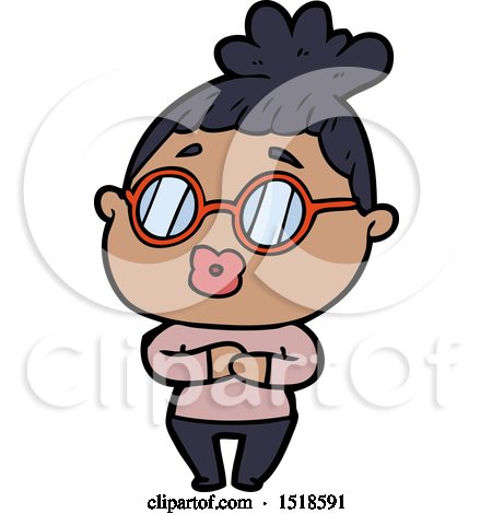 Cartoon Woman Wearing Spectacles by lineartestpilot