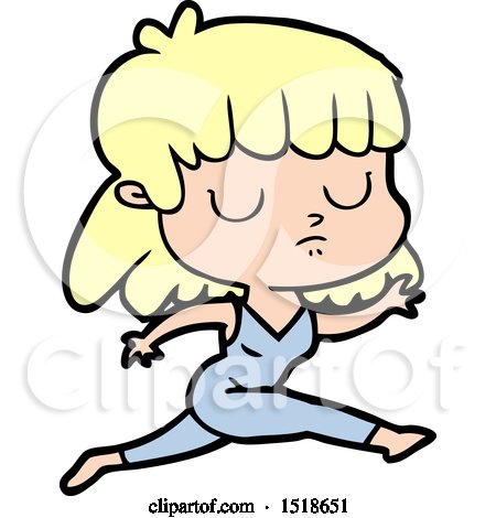 Cartoon Indifferent Woman Running by lineartestpilot