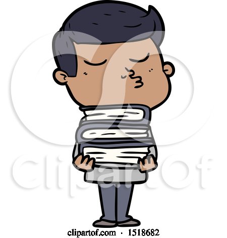 Cartoon Model Guy Pouting Holding Books by lineartestpilot