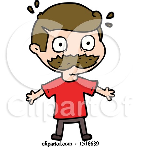 Cartoon Man with Mustache Shocked by lineartestpilot