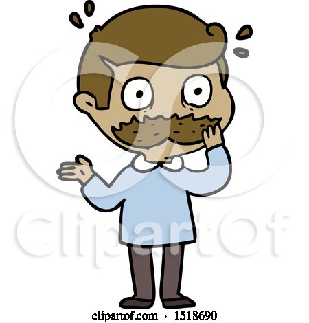 Cartoon Man with Mustache Shocked by lineartestpilot