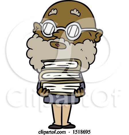 Cartoon Curious Man with Beard and Glasses by lineartestpilot