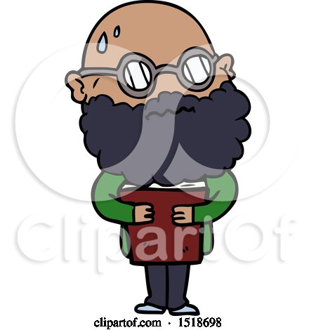 Cartoon Worried Man with Beard and Spectacles by lineartestpilot