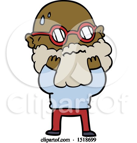 Cartoon Worried Man with Beard and Spectacles by lineartestpilot