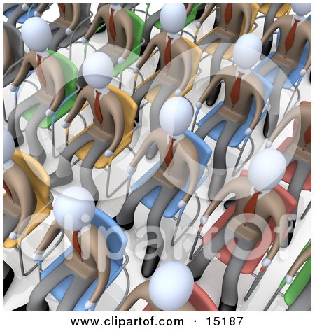 Crowd Of Businessmen Seated In Chairs During A Meeting Clipart Illustration Image by 3poD