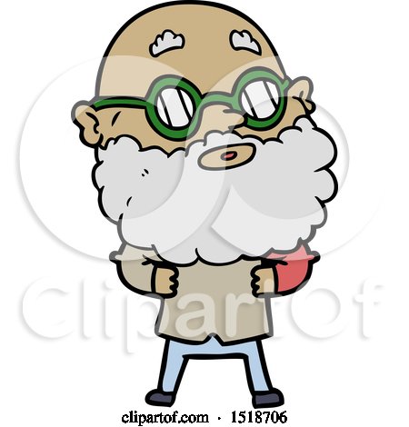 Cartoon Curious Man with Beard and Glasses by lineartestpilot