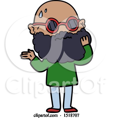 Cartoon Worried Man with Beard and Sunglasses by lineartestpilot