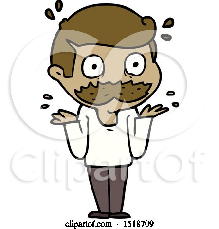 Cartoon Man with Mustache Shocked by lineartestpilot