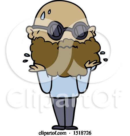 Cartoon Worried Man with Beard and Sunglasses by lineartestpilot