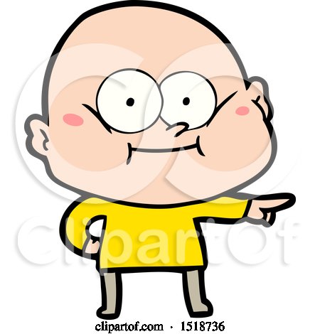 Cartoon Bald Man Staring by lineartestpilot