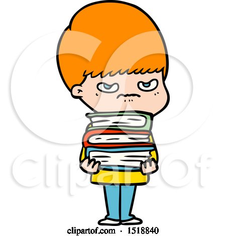 Angry Cartoon Boy with Books by lineartestpilot