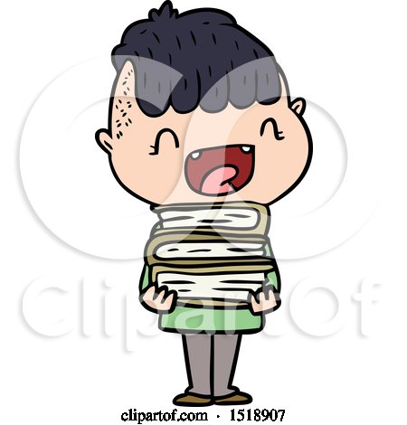 Cartoon Happy Boy with New Books by lineartestpilot