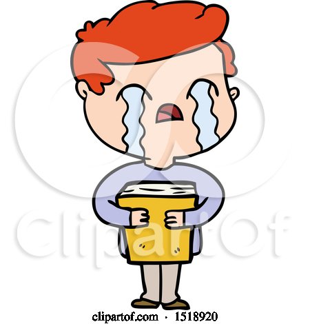 Cartoon Man Crying Holding Book by lineartestpilot