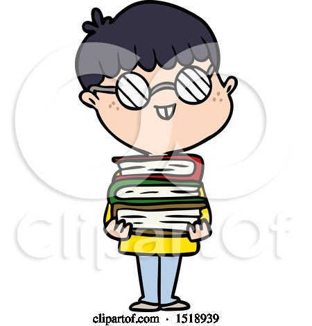 Cartoon Nerd Boy with Spectacles and Book by lineartestpilot