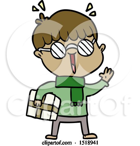 Cartoon Boy with Parcel Waving by lineartestpilot