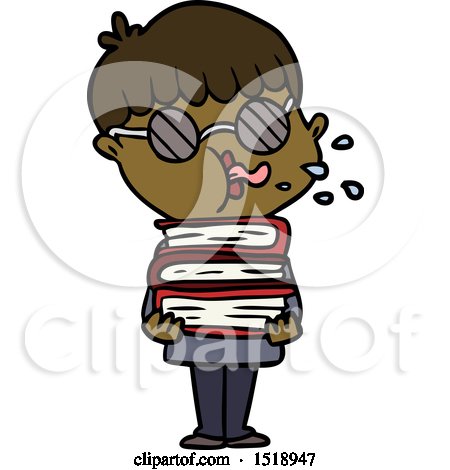 Cartoon Boy Wearing Dark Glasses Carrying Books by lineartestpilot