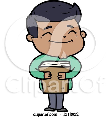 Happy Cartoon Man Holding Book by lineartestpilot