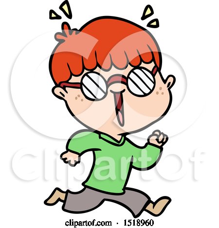 Cartoon Running Boy Wearing Spectacles by lineartestpilot