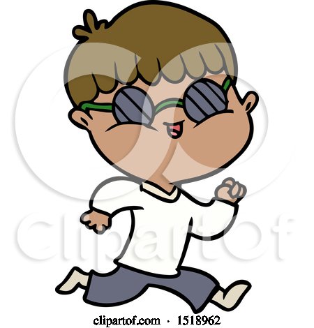 Cartoon Boy Wearing Sunglasses and Running by lineartestpilot