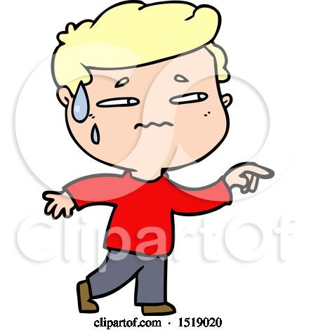 Cartoon Anxious Man Pointing by lineartestpilot