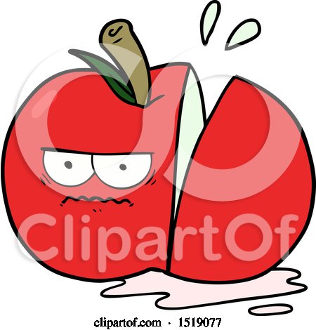 Cartoon Angry Sliced Apple by lineartestpilot