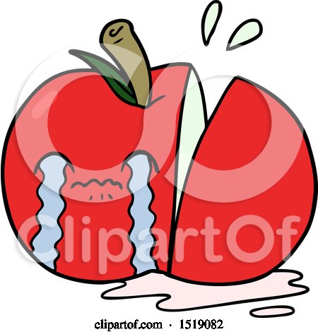 Cartoon Sad Sliced Apple by lineartestpilot